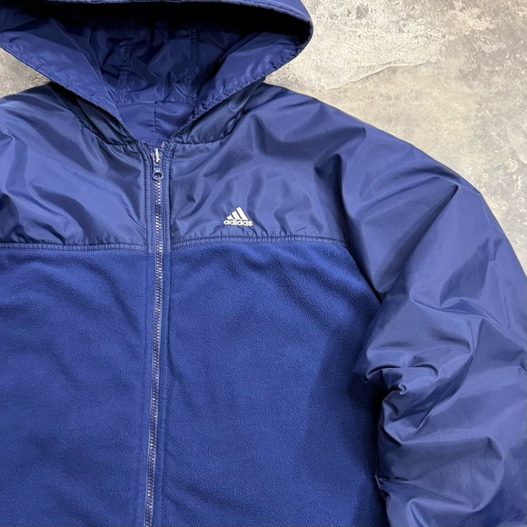 Vintage Adidas Reversible Y2K 3-Stripe Hooded Puffer Jacket - Picture 7 of 9